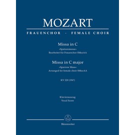 Mozart: Missa in C Major, K. 220 (196b) (arr. for female choir) (Vocal Score)