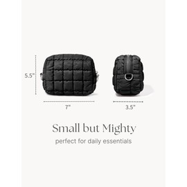 Unilily Quilted Makeup Bag Puffy Cosmetic Bag Cute Puffer Travel Toiletry Bag for Women, Small Makeup Pouch for Purse Quilted Cosmetic Pouch for Essentials Toiletries, Christmas Gift for Women, Girls