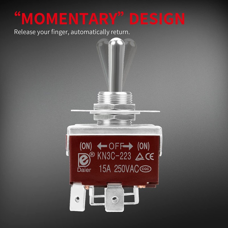 DaierTek Waterproof Reverse Polarity Switch 12V Momentary Toggle Switch 30A