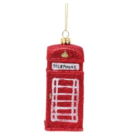 Toyland® 12cm Glittery Traditional British Phone Box Shaped Christmas Bauble – Christmas Tree Decorations