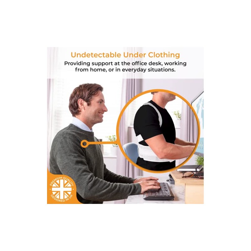 LyfeFocus S1 Posture Corrector Back Brace, White, Medium