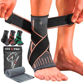 NEO X-PRO Ankle Brace - Adjustable Foot Bandage - Flexible Ankle Support - Ultra Thin Ankle Brace - Comfortable - Right and Left Ankle - Men and Women