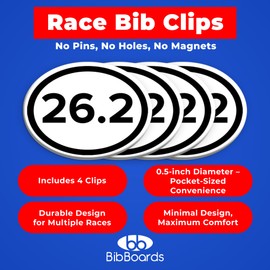 BibBoards bibSNAPS Race Bib Clips - Safety Lock Fasteners - Secures Running, Marathon, Cycling, and Event Numbers, Non Magnetic, Easy to Use, Soft & Reusable, Replacement for Pins & Magnets - 26.2