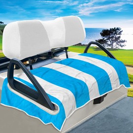 YOKYHOM Summer Golf Cart Seat Covers, Stripe Turquoise Golf Cart Front Seat Towel/Blanket Fit for EZGO/Yamaha/Club Car and More Golf Carts, 100% Microfiber, Keeps Your Seat Cool and Clean, 51''x 31''