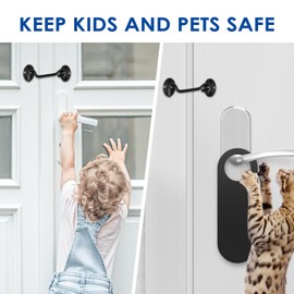 Amabro Storm Hook with Eyelet, 11.6 cm Stainless Steel Piping Hook, Window Hook, Door Hook for Hanging, Storm Hook, Black Cabin Hook, Cabin Hook, Door Hook with 4 Mounting Screws for Barn Door