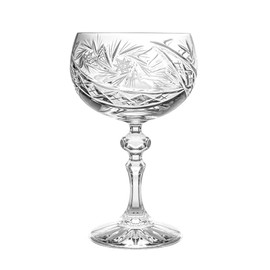 Barski Champagne Glasses - Flute - Saucer - Belle Coupe - Set of 6 Glasses - Hand Cut Crystal - Beautifully Designed - Each Glass is 8 oz Made in Europe