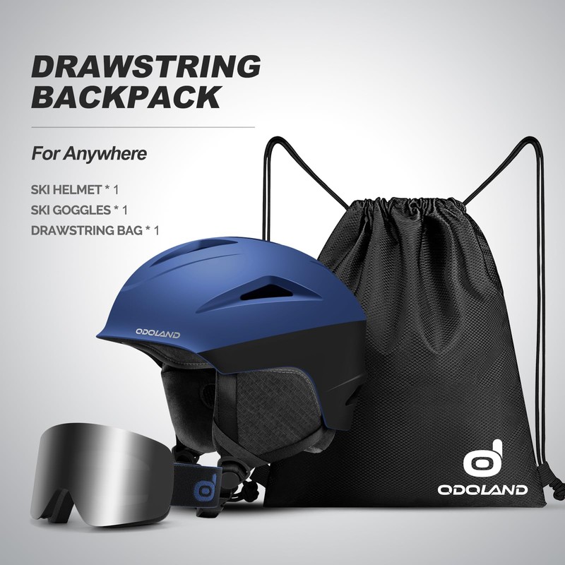 Odoland Ski Helmet with Ski Goggles, Multi-Options Snowboard Helmet and