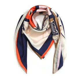 ANDANTINO 100% Pure Mulberry Silk Square Scarf for Hair-27''x27''- Women Men Natural Silk Neckerchief Digital Printed Headscarf (Horse-Orange)