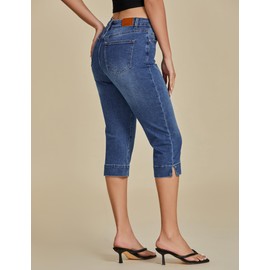 luvamia Capri Pants for Women Jeans High Waisted Jean Capris for Women Capri Pants for Women Stretch Women Capris Denim Jeans for Women Blue Jeans Nightfall Blue Medium Fits Size 8 / Size 10