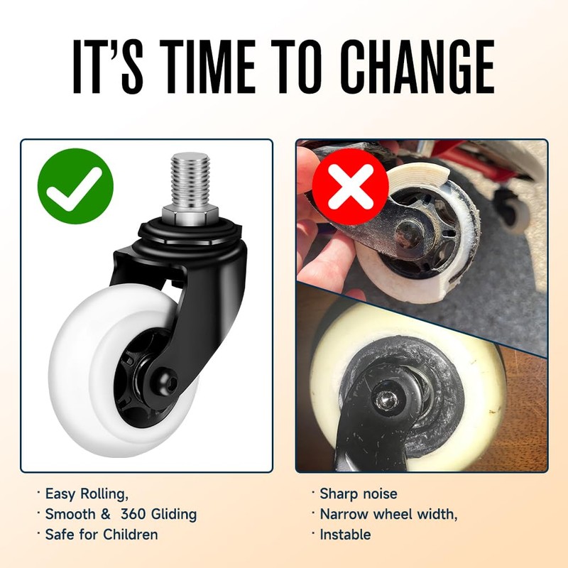 FVRITO 2 Pack Complete Caster Wheels Assembly for Razor Crazy