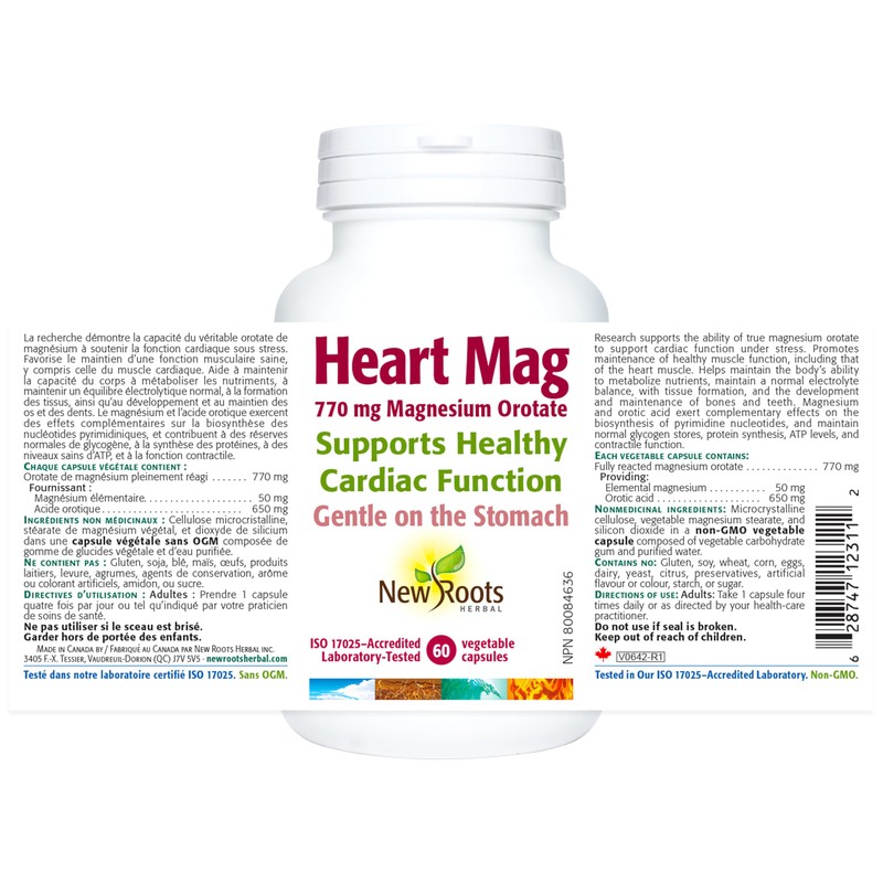 New Roots Herbal - Heart Mag, 770mg, 60 Capsules -
