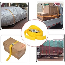 MroMax 0.98" Width x 32.81ft Length Lashing Straps Polypropylene Cam Buckle Lashing Straps 250Kg Load Cargo Tie Down Strap 25mm x 10M for Moving Cargo Yellow Tone 1Pc