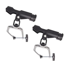 NUZAMAS Set of 2 Fishing Rod Holder Adjustable 360 Degrees Rotatable Side Rails G Clamp on Rail 0-5cm Kayak Boat Mounting with Screws