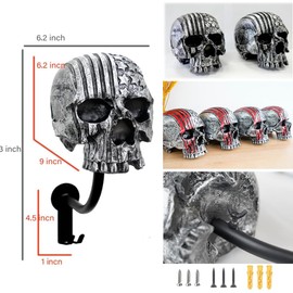 Tooyuart Helmet Holder,Skull Helmet Holder Wall Mount Helmet Rack with 2 Hooks Helmet Hanger for Coats,Caps,Baseballs,Rugby Helmet,Motorcycle Accessories