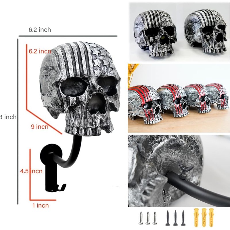 Tooyuart Helmet Holder,Skull Helmet Holder Wall Mount Helmet Rack with