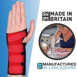 Solace Bracing Cool-Flow Wrist Support (6 Colours) - British Made & NHS Supplied Wrist Brace w/Metal Splint - #1 for Carpal Tunnel, Arthritis, Tendonitis, RSI, Fractures & More - Red - M - Left