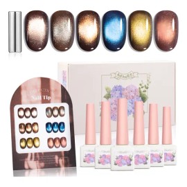 Esmaltes Uñas Gel Efecto Ojo Gato 6 Units 12 Ml+ Iman