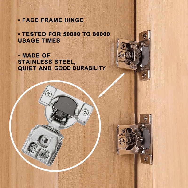 Redunest 1-1/4 Inch Overlay Soft Close Cabinet Hinges, 20 Pack