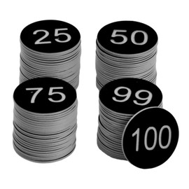 Tibapla 100Pcs Plastic Number Tags, 1-100 Plastic ID Number Tags Without Hole, 35mm Round Number Tag Engraved Digital Tag for Organizing Hotels Gym Key Locker Bathroom Cabinet Identifier (Black)