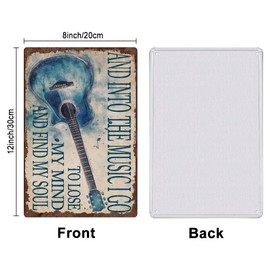 SUPERDANT Blue Guitar Metal Signs Musical Theme Tin Signs Guitar and Text Vintage Tin Signs Vintage Wall Art Funny Retro Decor for Bar Man Cave Club Living Room Bedroom Music Room Retro Decor