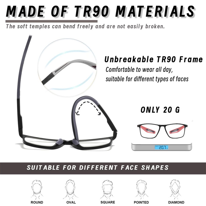 Hubeye Photochromic Reading Glasses for Men 3 Packs UV400 Sun