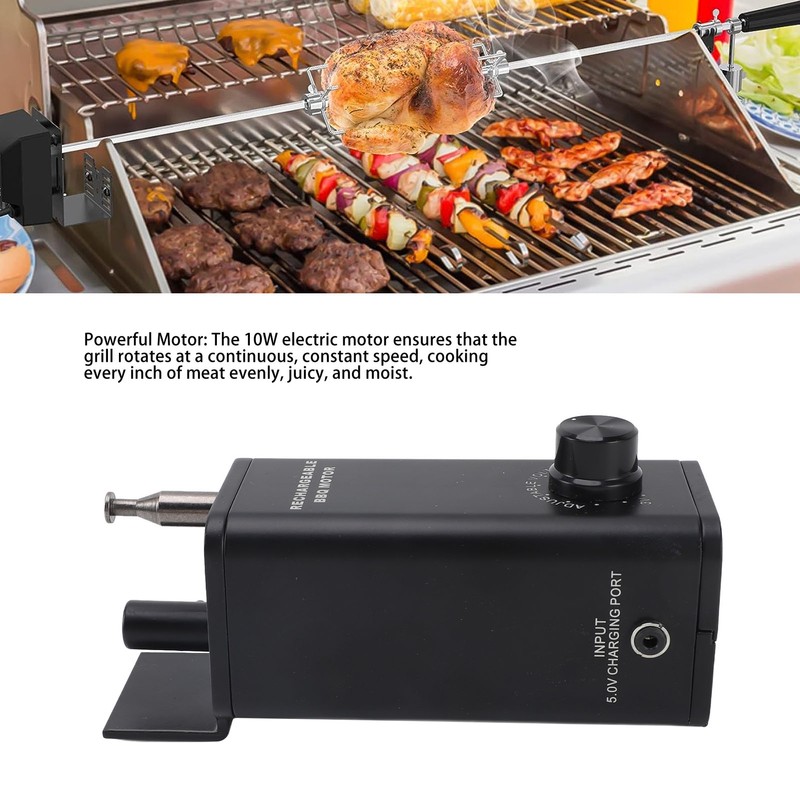 Rotisserie Motor Aluminum Alloy 10W 3 to 12V Adjustable Rechargeable