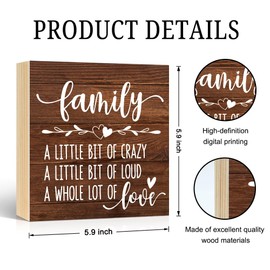 Pishovi Family A Little Bit of Crazy Wooden Box Sign, Funny Housewarming Gifts for Grandparent Mom Dad Family Friend, Anniversary Wedding Gifts for Wife Husband Couple, Thoughtful Present for Newlywed