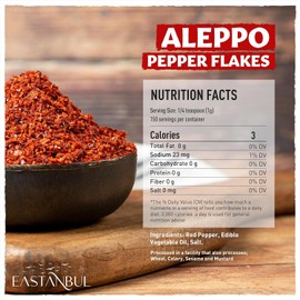 Eastanbul Aleppo Pepper, 5.3oz, Aleppo Pepper Flakes, Ground from Turkey, Pul Biber for Mediterranean & Middle Eastern Dishes, Crushed Turkish Red Biber Flakes, Delicious Chili, Vegan, Gluten Free