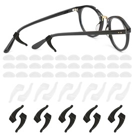 GHPKOTW 20 Stück Schwarz&Weiß Brillenhalter Ohr,Brillenbügel,Brillen Rutsch Stopper,Brille Rutschstopp,Antirutsch Brillenbügel,Universal,für Brillen,Sonnenbrillen,mit 30 Stück Silikon-Nasenpads