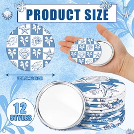 Geelin 24 Pcs Blue Seashell Compact Mirrors Coastal Party Gifts Summer Beach Portable Makeup Mirror for Purse Pocket Cute Mini Handheld Mirror for Coast Bachelorette Party Ocean Birthday Supplies