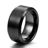 10mm Wide Mens Tungsten Ring Wedding Band Black Beveled Edge