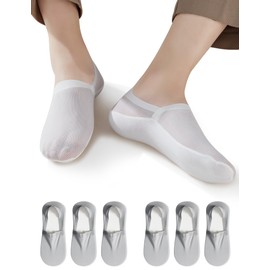 LDU No Show Socks Men - Mesh Fabric, Invisible, Breathable & Anti-Slip Heel Ankle Socks for Daily Wear