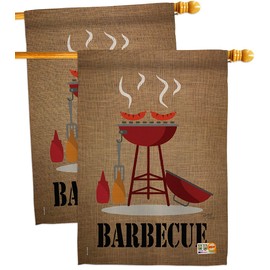 Breeze Decor Barbecue House Flag 2 pcs Pack Summer Fun in The Sun Beach Pool Luau Tropical Party Season Outdoor Summertime Sunny Decoration Banner Small Garden Yard Gift Double-Sided, Made in USA