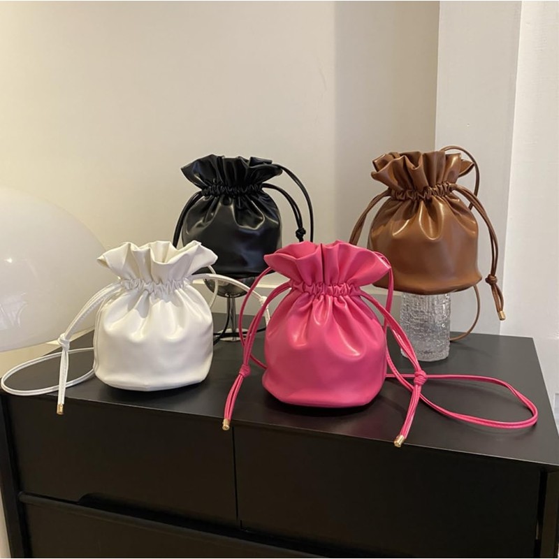 NICE SELECTION Women's Mini Shoulder Bag, Drawstring Bag, Smaller, Lightweight,