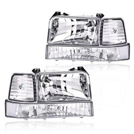 G-PLUS Headlights Compatible with 92-96 Bronco/92-96 Ford F150 F250 F350 Super Duty(Incl.97 9th Old Body Style) Headlamps Replacement w/Corner Signal (Clear lens Chrome Housing Clear Reflector)