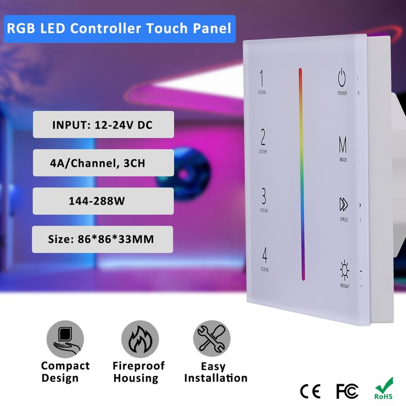 JOYLIT RGB LED Controller 12-24V 3 Channel x 4A/CH, 2.4GHz