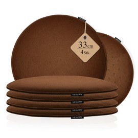 Ampara - Set of 4 Chair Cushions Round 33 cm - Non-Slip & Cosy - Felt Seat Cushion Round | for Chair, Bench, Stool etc. (Brown)