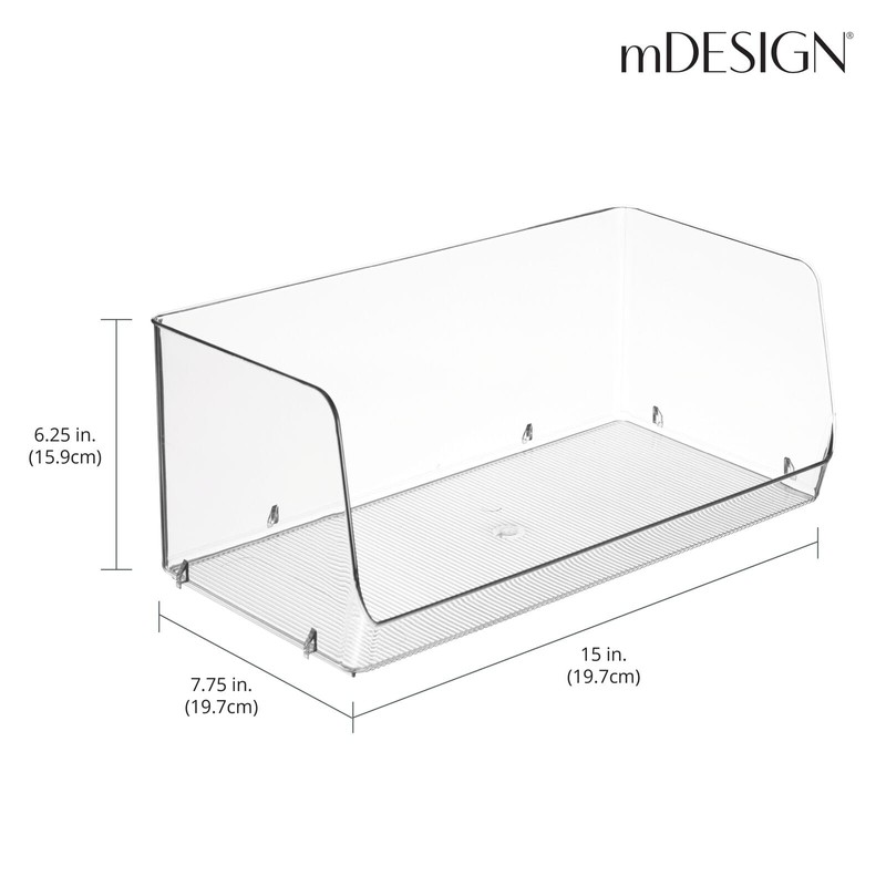 mDesign Modern Stackable Plastic Open Front Dip Extra Large Storage