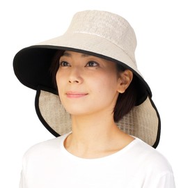 Shabo Wide Brim UV Mesh Hat, Heat Stroke Prevention, Light Cool Heat Shield Hat, 711 beige