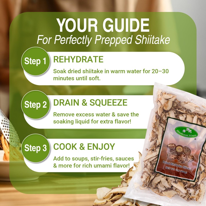 Mushroom House Dried Shiitake Mushroom Slices, 1 Pound