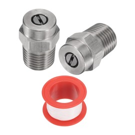 uxcell 2Pcs Pressure Washer Tip 1/4" Male NPT Threaded Spray Nozzles Stainless Steel for Water Gun Water Broom and Undercarriage Cleaner (40 Degree, 1.514mm Orifice)