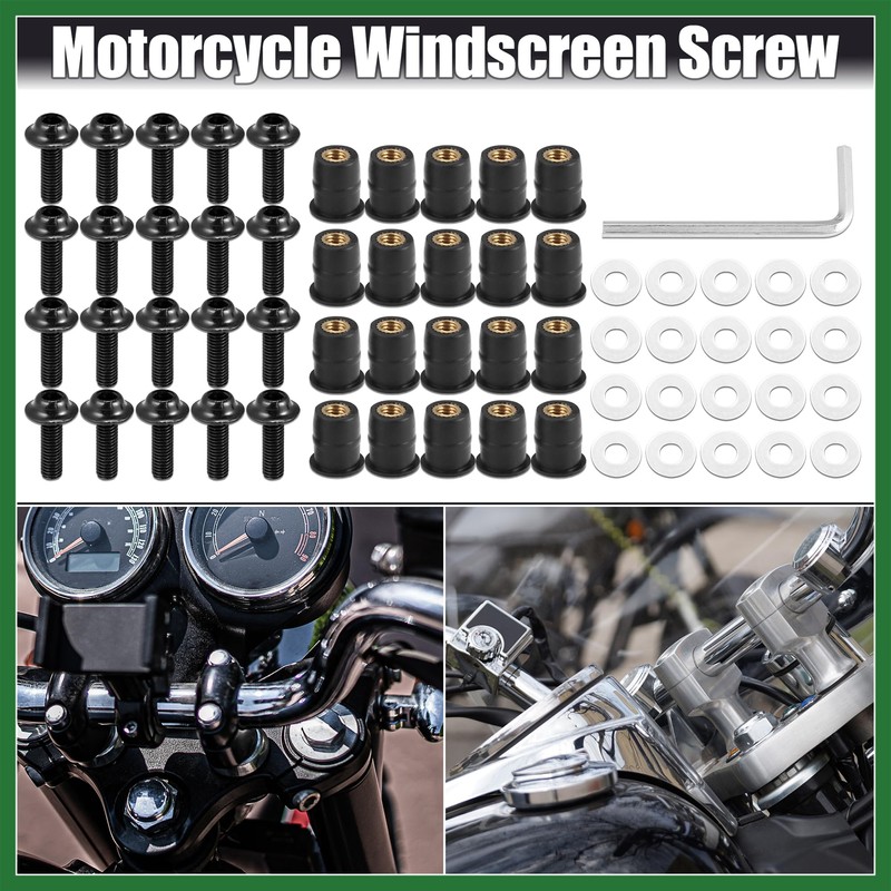 Motoforti 20pcs M5 5mm Motorcycle Windscreen Screw Fairing Bolt Screw