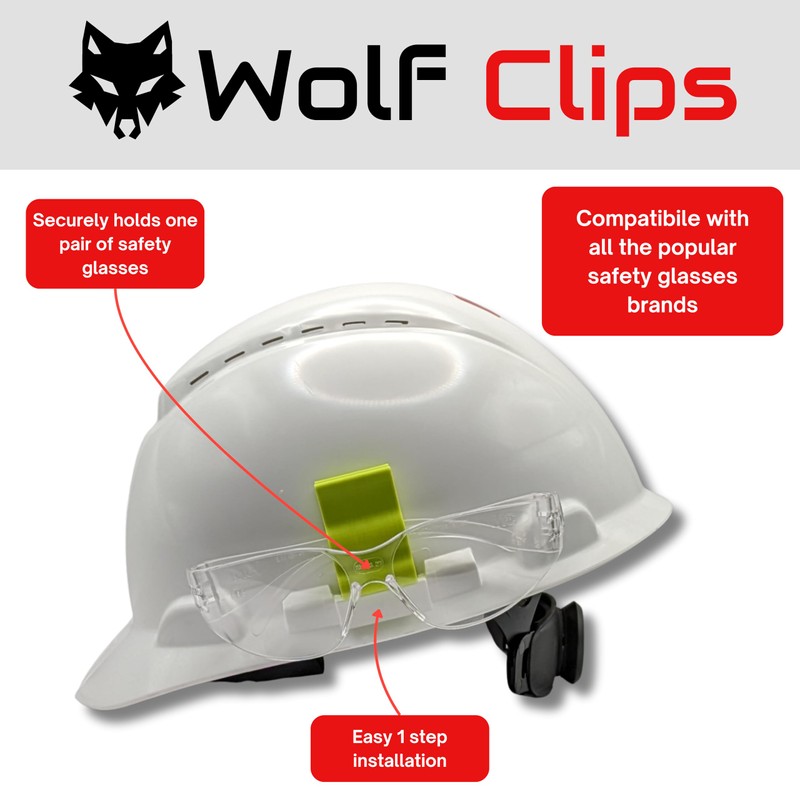 Diligence, Wolf Clips, Hard Hat Accessory, Safety Glasses or Sunglasses