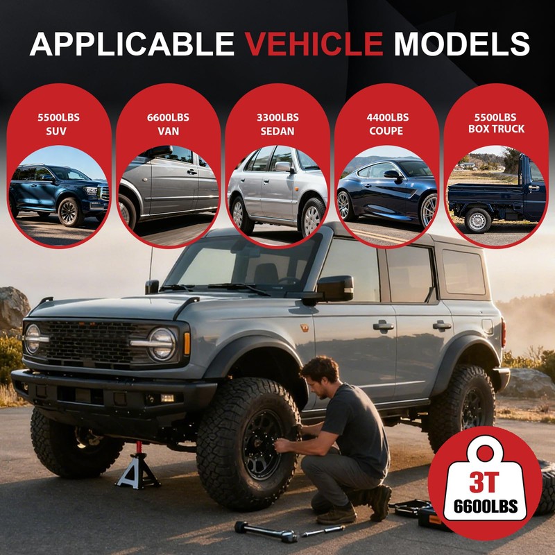 USYATO 3 Ton Heavy Duty Car Jack Stands with Double