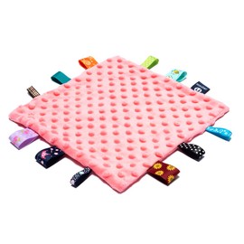 HECCEI Baby Tags Security Blanket, Tag Blanket, 10 × 10 inchs Cozy Plush Blankets with Colorful Tags, Infant Appease Blankets for 3+ Months Babies Boys/Girls