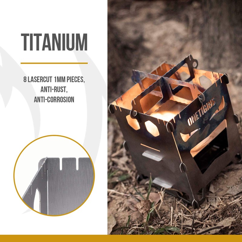 OneTigris Rocuboid Bush Box Titanium Foldable Hobo Stove Camping Stove
