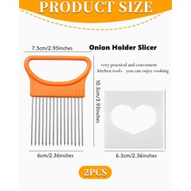 LOZTBUE 2 Pieces Onion Slicer, Vegetable Cutter, Tomato and Onion Cutter, Lemon Slicer, Vegetable Cutter, Onion Cutter, Slicer, Safety Fork (Blue)