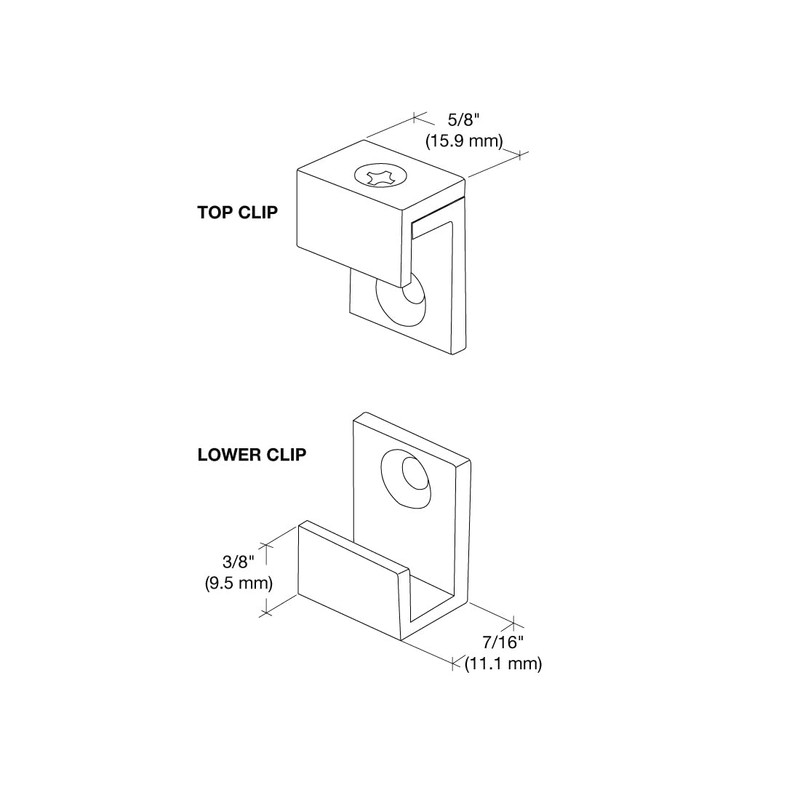 CRL Brass 5/8" Wide Mirror Clip Set