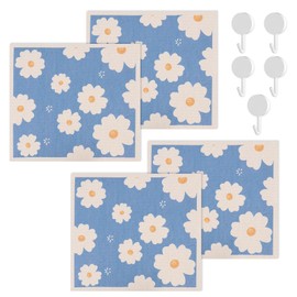 NAYSAYE Swedish Dishcloths, Reusable Paper Towels Washable, Absorbent Dish Cloths for Washing Dishes, Non-Scratch Swedish Dish Towels, Biodegradable, 4 Pack, 5 Hooks