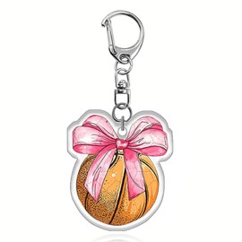 Cute Soccer Basketball Keychain Sports Party Favors Bow Purse Bag Charm Accessories Team Gifts for Women